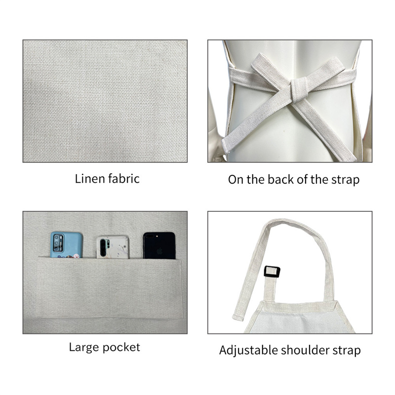 Sublimation Blank Apron DIY Blank Aprons with Pockets Cooking Kitchen Apron for Women Men Blank Bib Apron Drawing Crafting Linen
