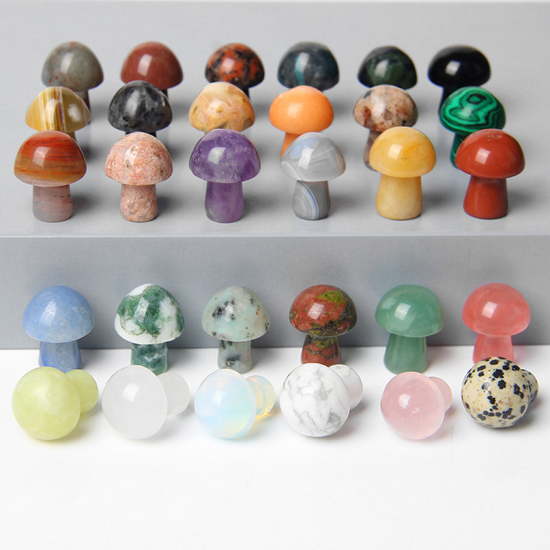 2cm Mushroom Stone Carved Natural Quartzs Crystal Healing Reiki Decoration Craft Home Decor Room Ornament