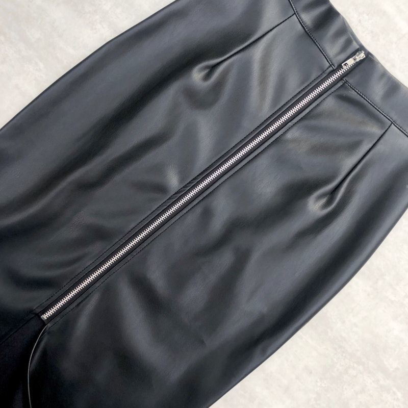 Neophil Vintage Zipper High Waist Latex Pencil Skirt Wrap Sexy Black PU Faux Leather Midi Split Skirt Bodycon Saia S21759 220322