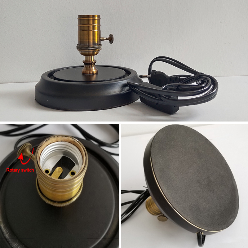 Retro Industrial Wooden Base Table Lamp - Versatile LED Lighting with Edison Bulbs and Glass Shades