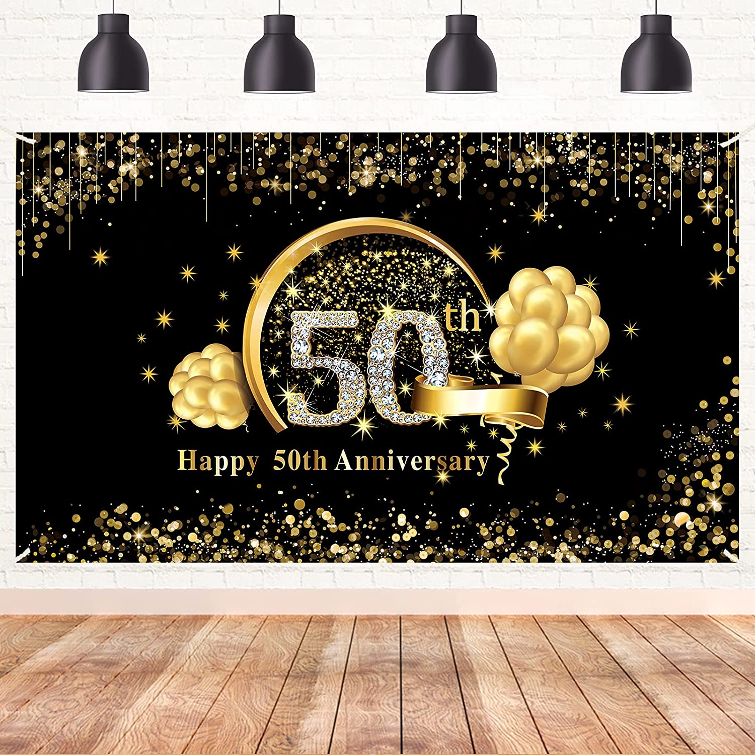 50th Anniversary Banner Decorations, Gold Happy 50 Year Wedding Anniversary Party Poster,50th Anniversary Photo Booth Background, As described
50th Anniversary Banner Decorations, Gold Happy 50 Year Wedding Anniversary Party Poster,50th Anniversary Photo Booth Background, As described