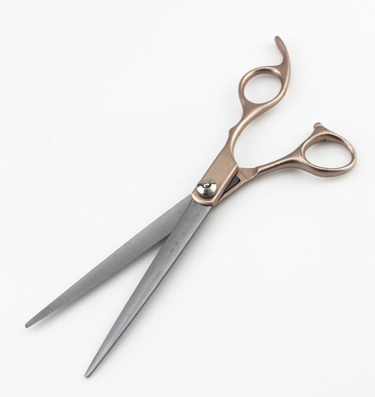 4PCS 7inch Gold Handle Scissors Professional Dog Grooming Hairdressing Shear Set Curved kit pet groomer tools 220317