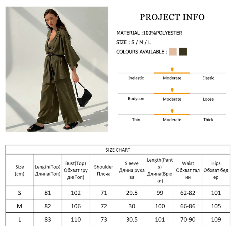 Hiloc Drop Sleeve Robes Women Pajama Flare Sets Robe Low Cut Pijama Bathrobe Female Set Woman 2 Pieces Casual Pajamas With Pants 220423