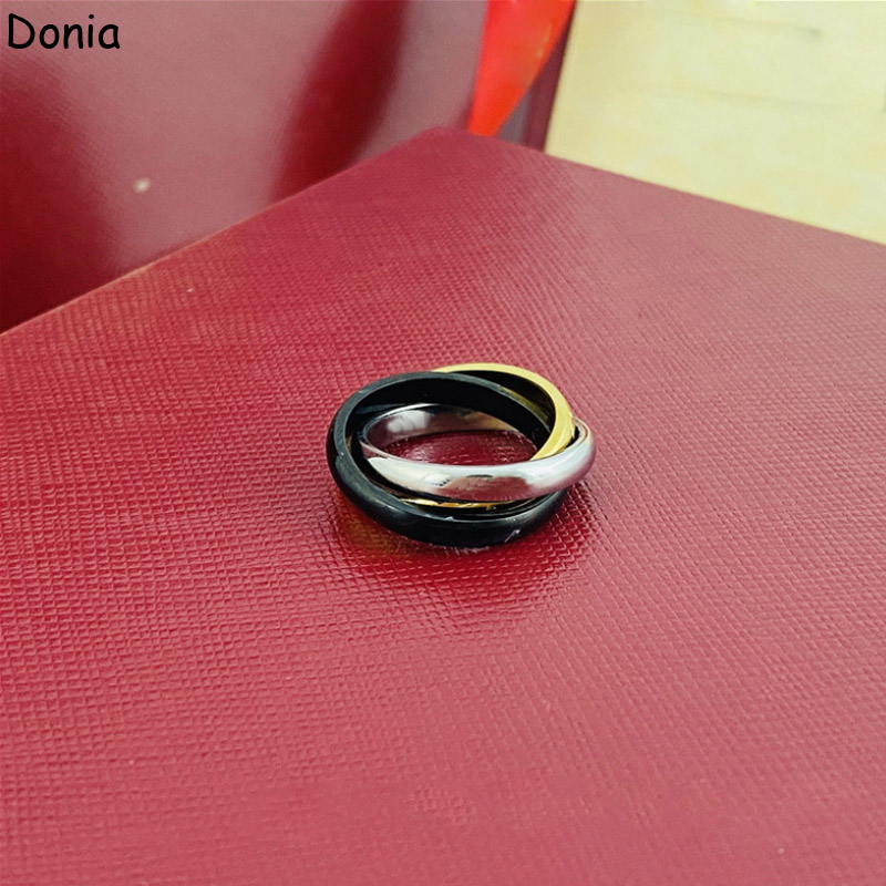 Donia jewelry luxury ring European and American fashion three-color glossy three-ring titanium steel ring designer with box