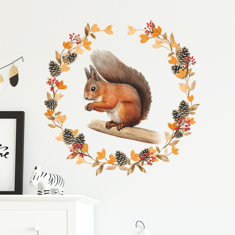 Cartoon Animals Wall Stickers Kids Rooms Squirrel Stickers Children Bedroom Living Room Home Decoration Wallpaper Nursery Decals
