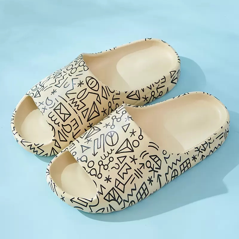 2022 hot Summer Slipper new net red coconut thick bottom step poo bathroom slipper special pattern watermark Shoes