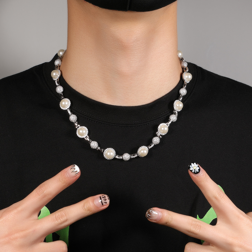 High Quality Pearl Necklace Mens Womens Iced Out Gold Chains Necklaces Vintage Hip Hop Necklace Jewelry