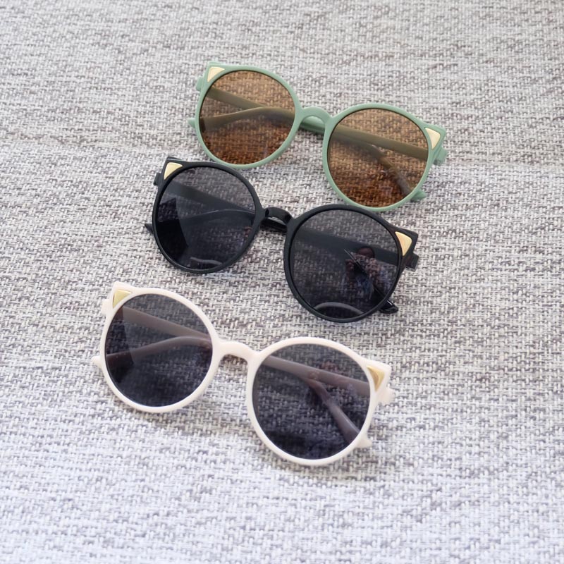 Kids Lovely Animal Design Sunglasses Big Round Cat Eyes Frame Cute Ears Glasses 6 Colors Wholesale Z260305