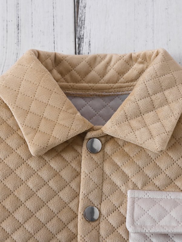 Toddler Boys Two Tone Flap Pocket Quilted Coat SHE