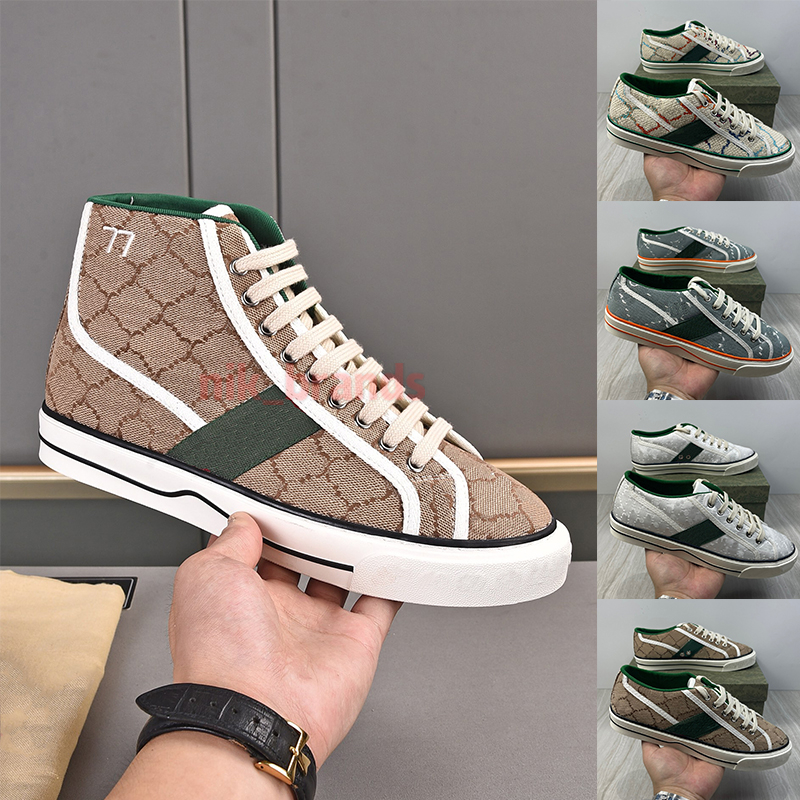 PK Version Tennis 1977 Casual Shoes For Men Women Fashion Designer Platform Letters Florals Low Canvas Denim Ebony Red Green Brown 77 Sneakers Trainers With Box