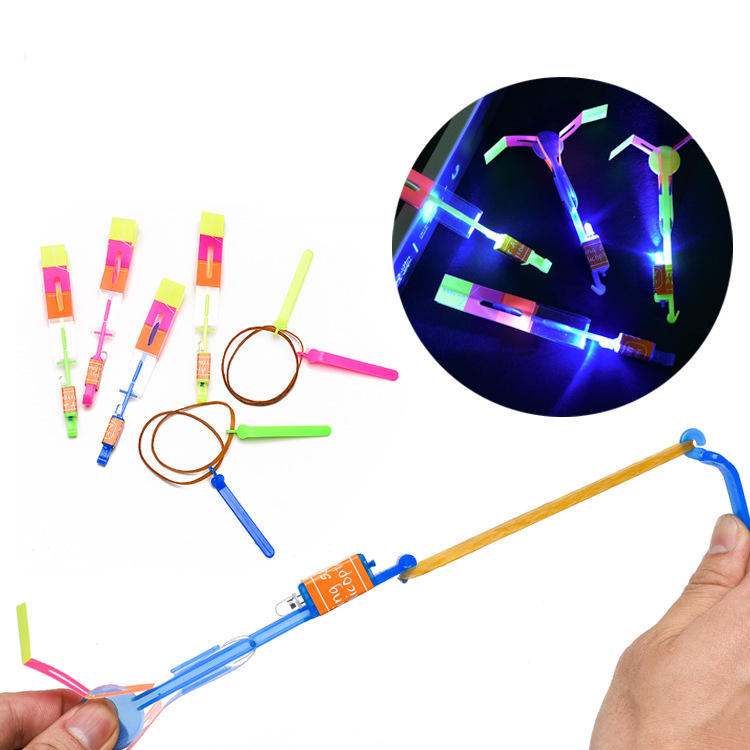 

Slingshot Toy Amazing Arrow Helicopter Rubber Band Power Copters Kids Led Flying Toy 100% Brand New And High Quality