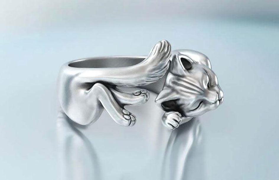 Vintage Cat Rings Women Jewelry Birthday Gift Trendy Open Size 925 Sterling Silver Ring Girl Party Accessores GC892