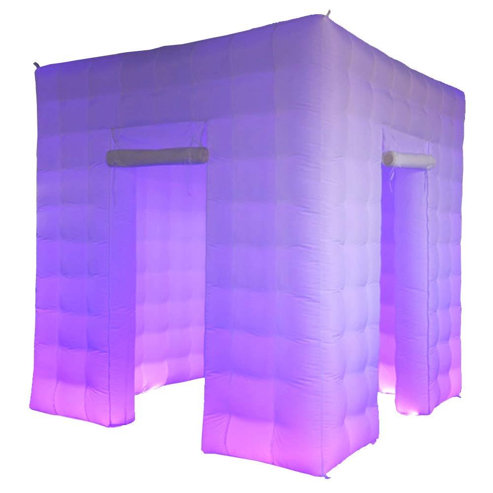 White Inflatable Cube Photo Booth portable photobooth Tent With Led Lighting For Party Wedding Event