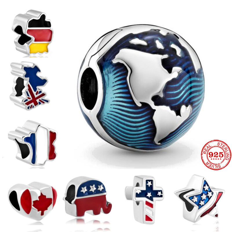 925 Silver Charm Beads Dangle World Global Flag Bead Fit Pandora Charms Bracelet DIY Jewelry Accessories
925 Silver Charm Beads Dangle World Global Flag Bead Fit Pandora Charms Bracelet DIY Jewelry Accessories