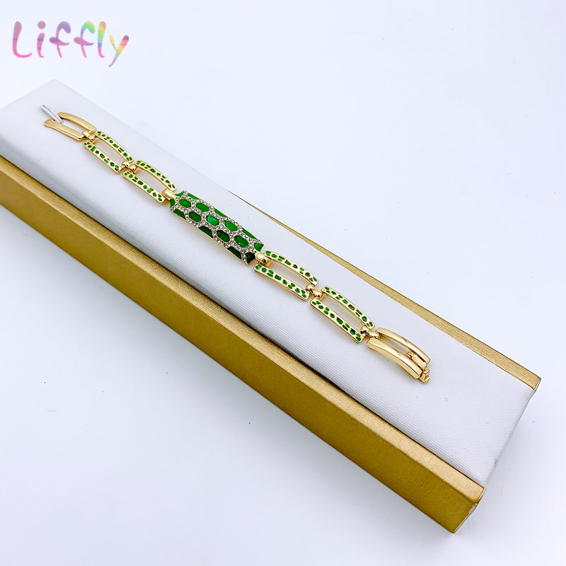 Dubai Womens Jewelry Fashion Green Necklace Bracelet Banquet Elegant women Earrings Ring Crystal Sets 220812