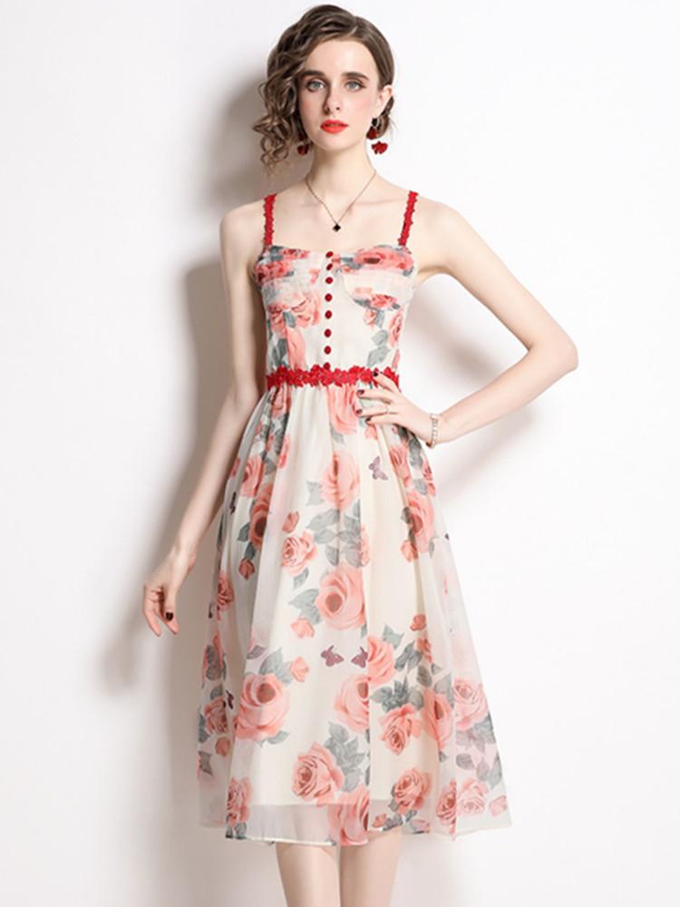 Casual Dresses Women Chiffon Beach Party Summer Fashion Elegant Lace Splicing Sexy Strap Flower Print Folds Holiday DressCasual, Picture color
Casual Dresses Women Chiffon Beach Party Summer Fashion Elegant Lace Splicing Sexy Strap Flower Print Folds Holiday DressCasual, Picture color