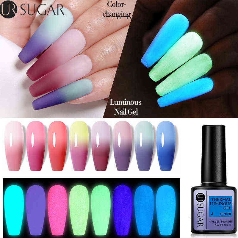 Nail Gel Toy 7 5ml Luminous Thermal Polish 2 1 Color Changg Glow Dark Soak Off Manicurg Uv Art Varnish 0328
