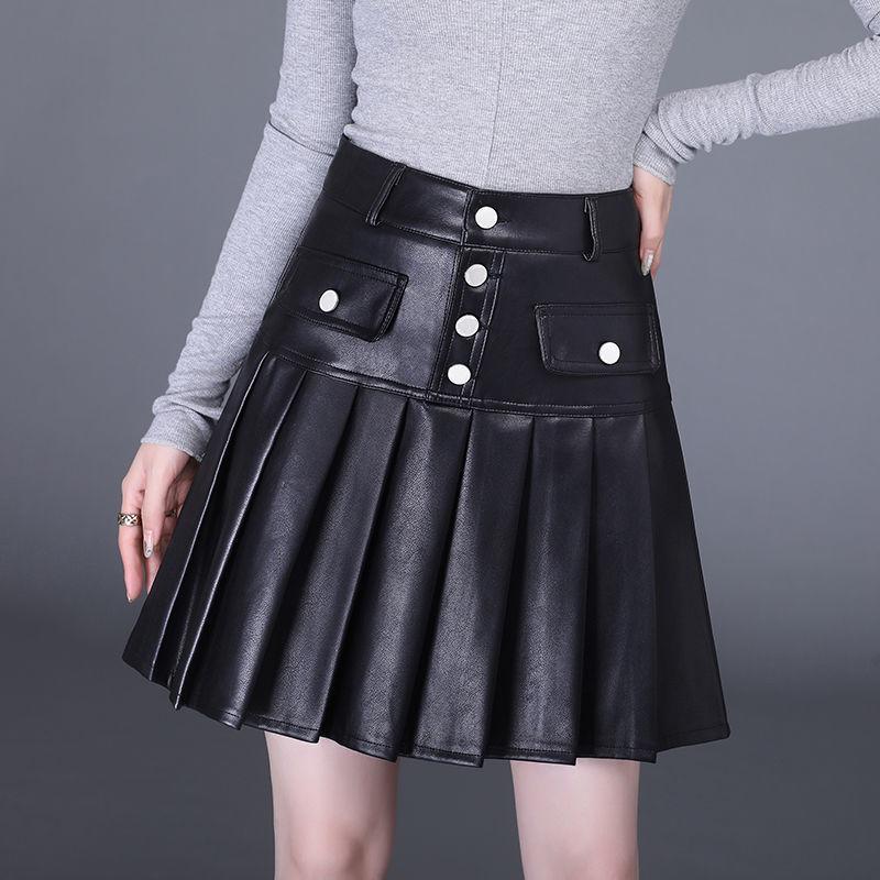 Skirts Women 2022 Autumn Winter High Waist A-line Female Mini Pleated Ladies Loose PU Leather Short T857, Black
Skirts Women 2022 Autumn Winter High Waist A-line Female Mini Pleated Ladies Loose PU Leather Short T857, Black