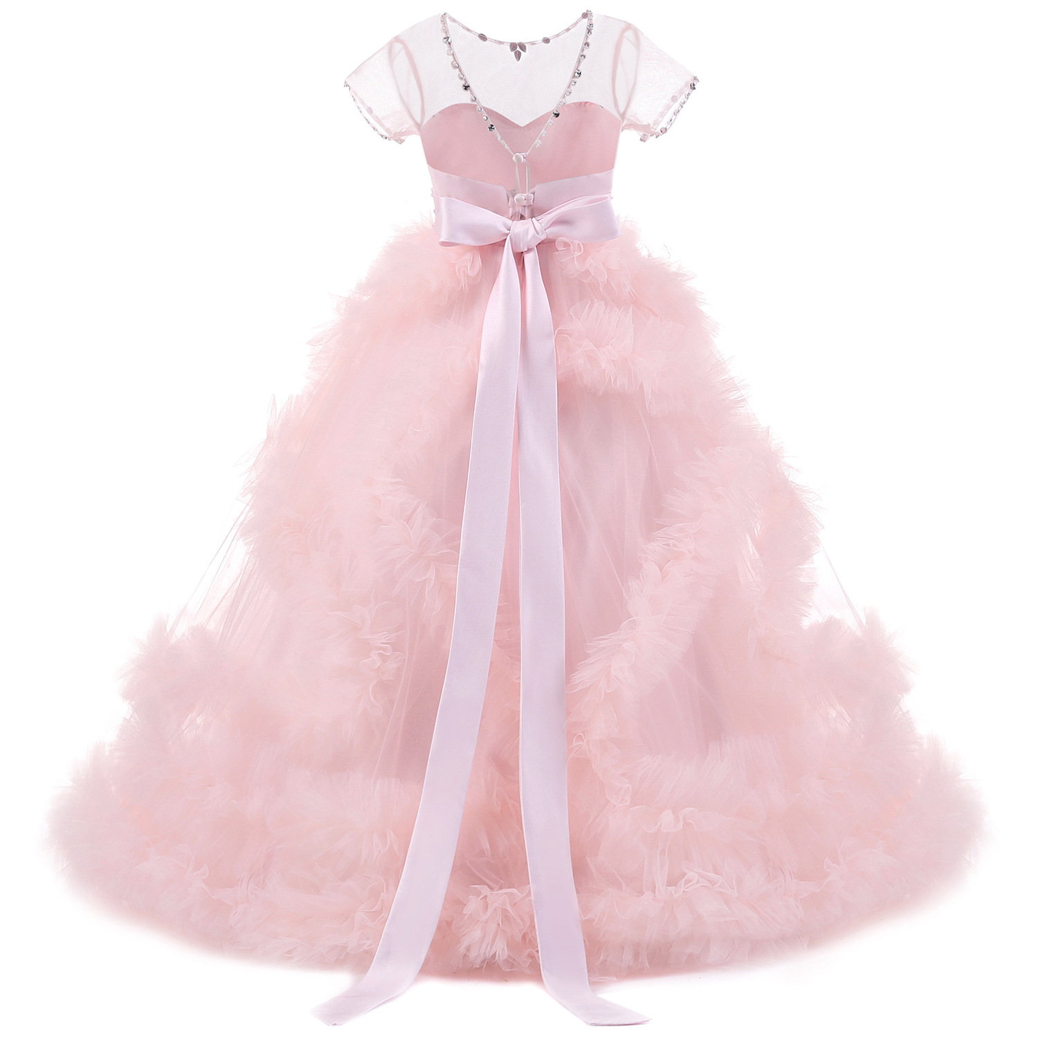 Kids' Party Wear Girls White Wedding Gowns Baby Princess Dress Children Ball Dresses Gown