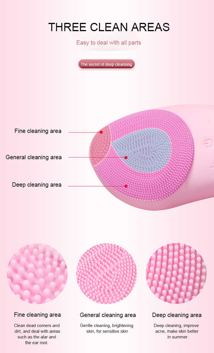 Portable Sonic Electric Face Clean Brush Silicone Skin Cleanser Brushes Massage Tools Facial Pore Cleansing Makeup Residuals Removing Beauty