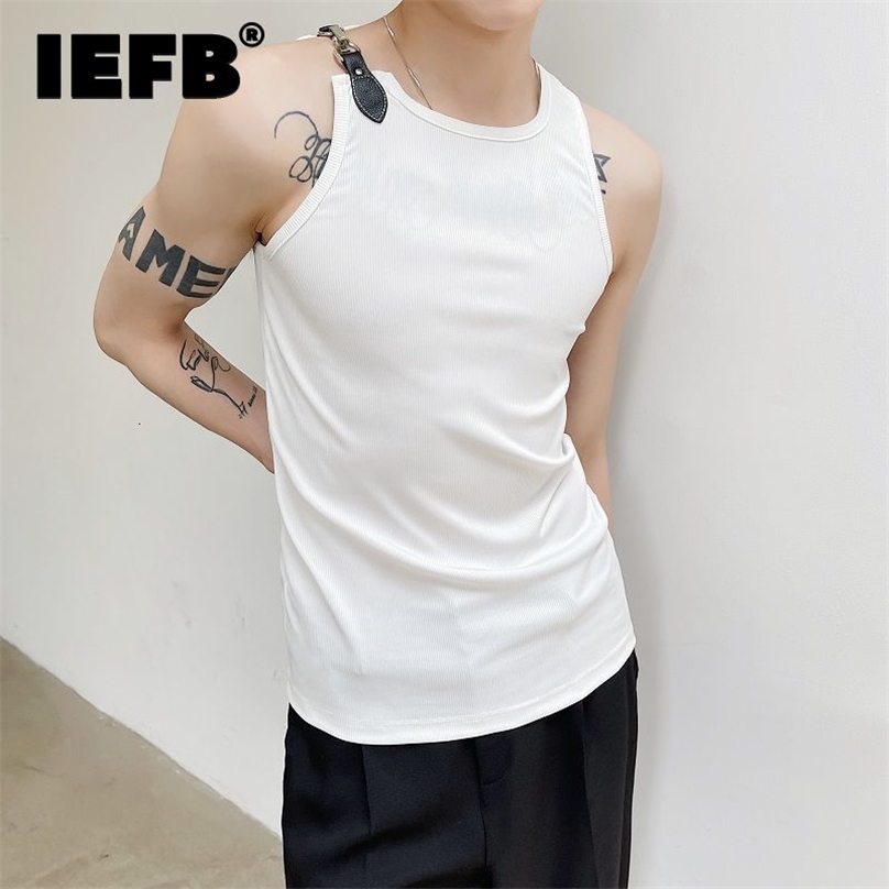 IEFB Niche Design Personalized Metal Buckle Trend Knitting Tank Tops Summer Men's Crew Neck Sleeveless Tee 9Y7739 220418, White
IEFB Niche Design Personalized Metal Buckle Trend Knitting Tank Tops Summer Men's Crew Neck Sleeveless Tee 9Y7739 220418, White