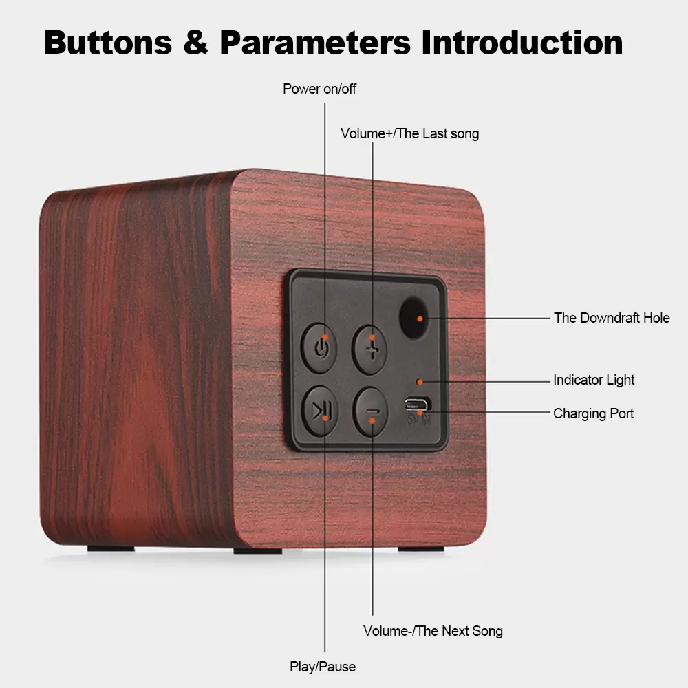 Q1 Wooden Mini outdoor portable Wireless Speakers High Quality Wood Subwoofer BT4.2 Speaker with 1200mAh Large Battery