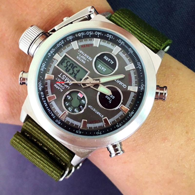 Wristwatches 50m Waterproof Digital Quartz Analog Led Dual Display Men Sport Military Watches Male Original AMST Watch Relogio Masculino, Silver white green
Wristwatches 50m Waterproof Digital Quartz Analog Led Dual Display Men Sport Military Watches Male Original AMST Watch Relogio Masculino, Silver white green