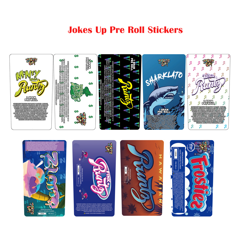 Pre roll stickers cali packing prerolled cones strain labels jokes up runtz 1g preroll packaging sticker custom logo
Pre roll stickers cali packing prerolled cones strain labels jokes up runtz 1g preroll packaging sticker custom logo