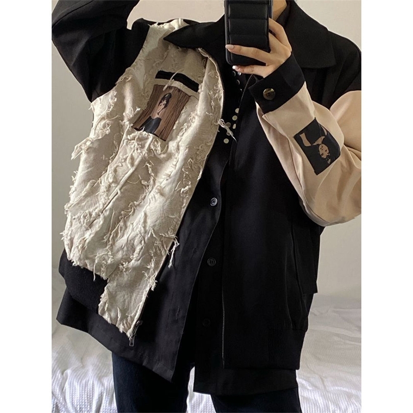 Oversized Spliced Womens jacket Pocket Zip up Long Sleeved Patchwork Bomber Varsity Jackets For Women Tops Spring Clothes 220816, Color
Oversized Spliced Womens jacket Pocket Zip up Long Sleeved Patchwork Bomber Varsity Jackets For Women Tops Spring Clothes 220816, Color