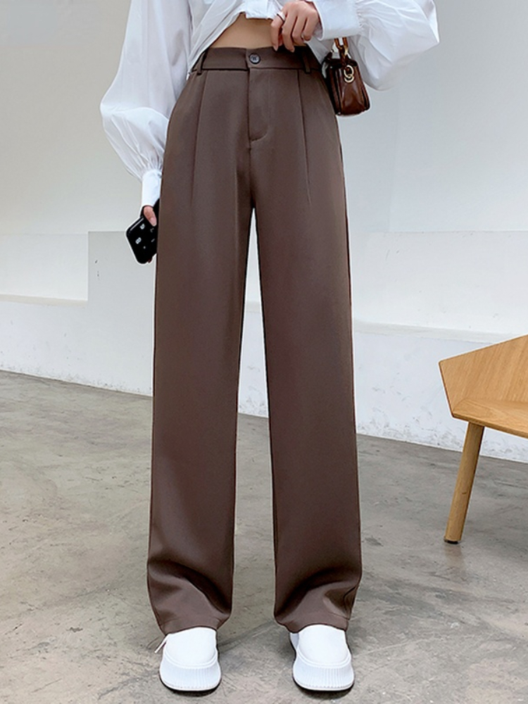 Casual High Waist Loose Wide Leg Pants for Women Spring Autumn Female Floor-Length White Suits Ladies Long Trousers 220325