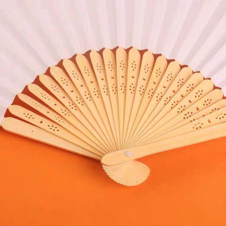 12 Pack Hand Held Fans White Paper fan Bamboo Folding Handheld Folded Fan for Church Wedding Gift Party Favors DIY