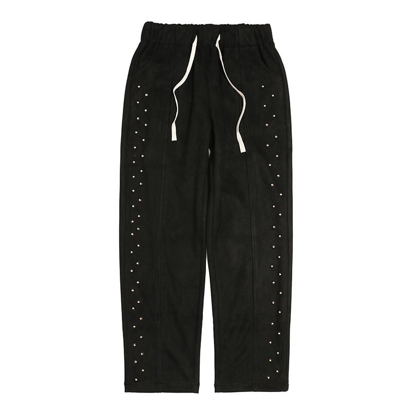 Men's Pants Rivet Embroidery Drawstring Solid Color Suede Casual Trousers Men And Women Streetwear Loose Wide Leg Oversized Track PantsMen's, Black
Men's Pants Rivet Embroidery Drawstring Solid Color Suede Casual Trousers Men And Women Streetwear Loose Wide Leg Oversized Track PantsMen's, Black