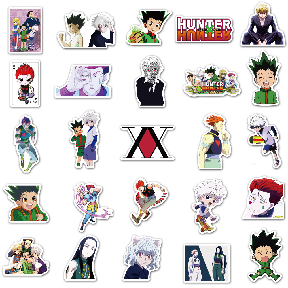 Cool 50/100pcs anime stickers hunter x hunter for guitar portable phone case motorcycle cool cartoon graffiti vinyl decal kids toys