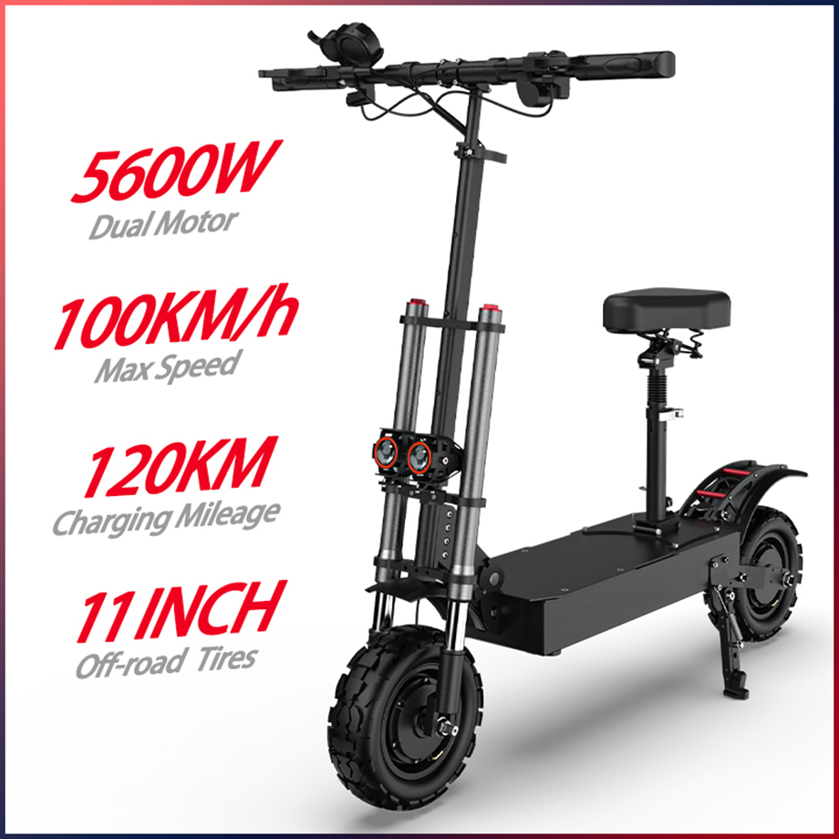 100-120KM Charging Mileage Electric Scooter Bike 5600W Motors Max Speed 80-100KM/H Adults 60V45AH Panasonic battery 11 inch fat off-road tires Scooters Usa Stock, Black
100-120KM Charging Mileage Electric Scooter Bike 5600W Motors Max Speed 80-100KM/H Adults 60V45AH Panasonic battery 11 inch fat off-road tires Scooters Usa Stock, Black