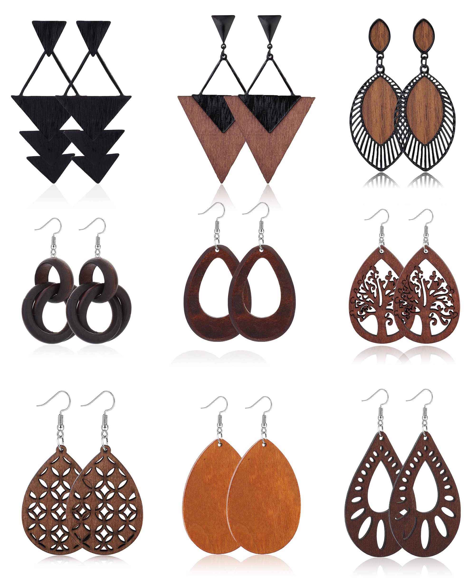 Charm Jslohas 9 Pairs Wooden Dangle Earrings For Women African Natural Wood Teardrop Bohemian Ethnic Statement Lightweight Drop amoXu
Charm Jslohas 9 Pairs Wooden Dangle Earrings For Women African Natural Wood Teardrop Bohemian Ethnic Statement Lightweight Drop amoXu