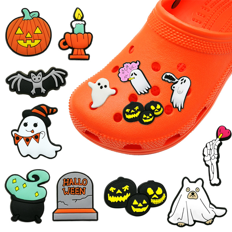 moq 100pcs Halloween style Pumpkin ghost pattern croc charms 2D Soft rubber Shoe accessories cartoon Shoes Buckles shoe charm ornament fit kids Sandals party
moq 100pcs Halloween style Pumpkin ghost pattern croc charms 2D Soft rubber Shoe accessories cartoon Shoes Buckles shoe charm ornament fit kids Sandals party