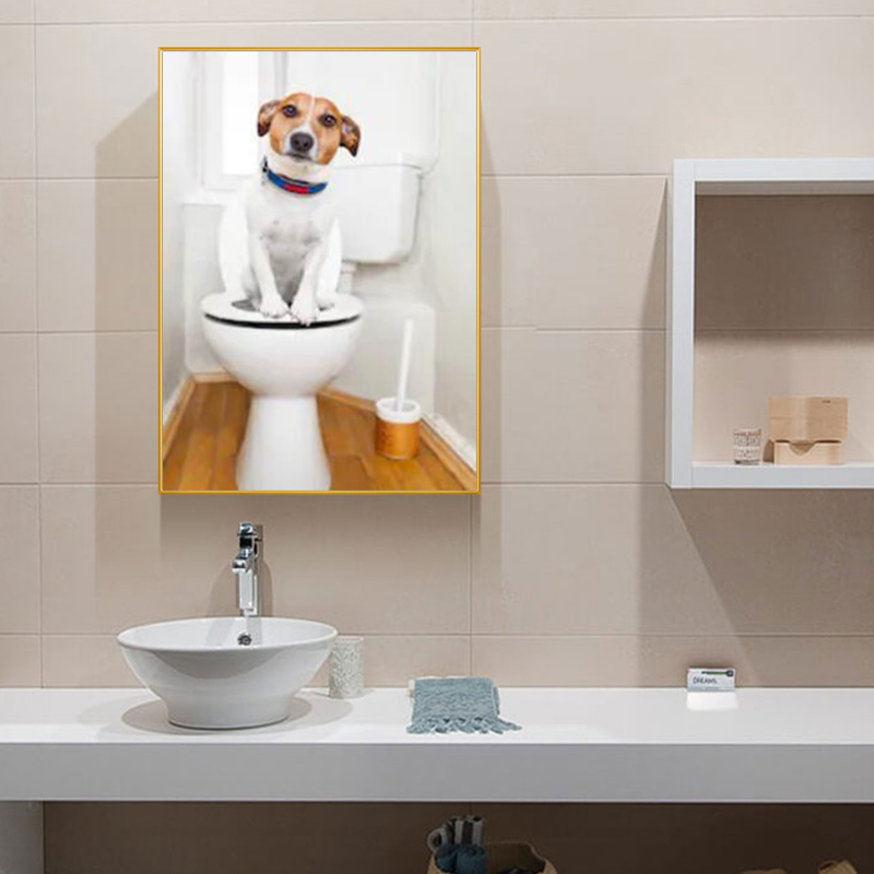 Funny Cute Dog Animal Pictures Canvas Prints Wall Painting For Room Washroom Toilet Decorative Paintings NO FRAME