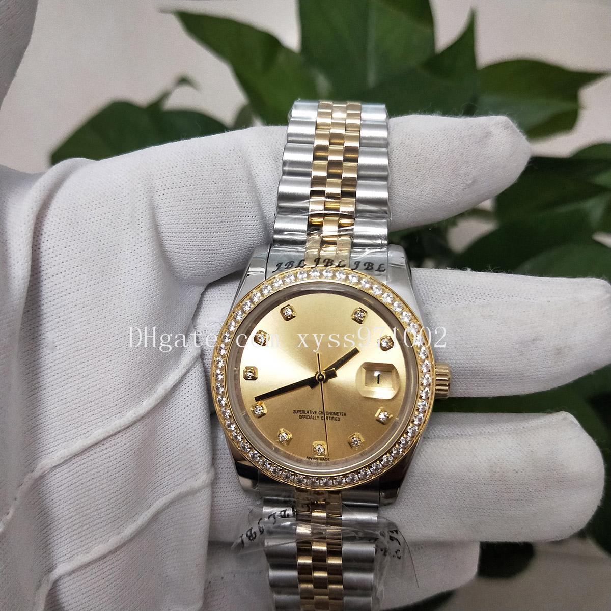 High Quality Asian Watch 2813 Automatic Mechanical Ladies Watches 116243 36mm Luxury Diamond Dial Stainless Steel Strap Exquisite Sapphire Glass wrist watch, Gold
High Quality Asian Watch 2813 Automatic Mechanical Ladies Watches 116243 36mm Luxury Diamond Dial Stainless Steel Strap Exquisite Sapphire Glass wrist watch, Gold