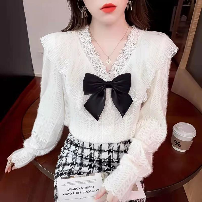 Women' Blouses & Shirts Korean White Wild Urban Casual Chiffon Office Wear Bow Woman V Neck Long Sleeve Fashion Aesthetic Blouse 2022 Sprin
Women' Blouses & Shirts Korean White Wild Urban Casual Chiffon Office Wear Bow Woman V Neck Long Sleeve Fashion Aesthetic Blouse 2022 Sprin