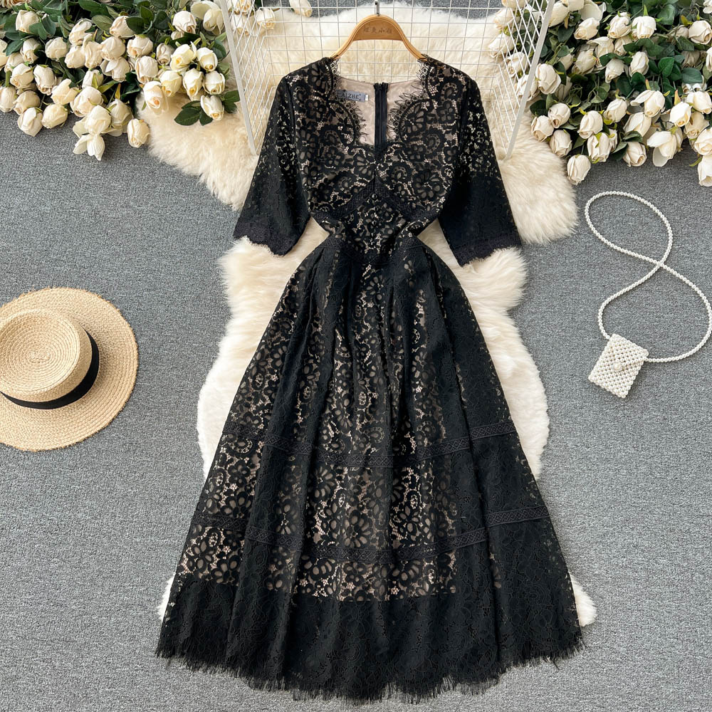 Party Sexy Lace Women Dress 2022 Summer Zipper Slim Short Sleeves Vacation Elegant Ladies A Line Long Chic Dresses, Same as picture
Party Sexy Lace Women Dress 2022 Summer Zipper Slim Short Sleeves Vacation Elegant Ladies A Line Long Chic Dresses, Same as picture