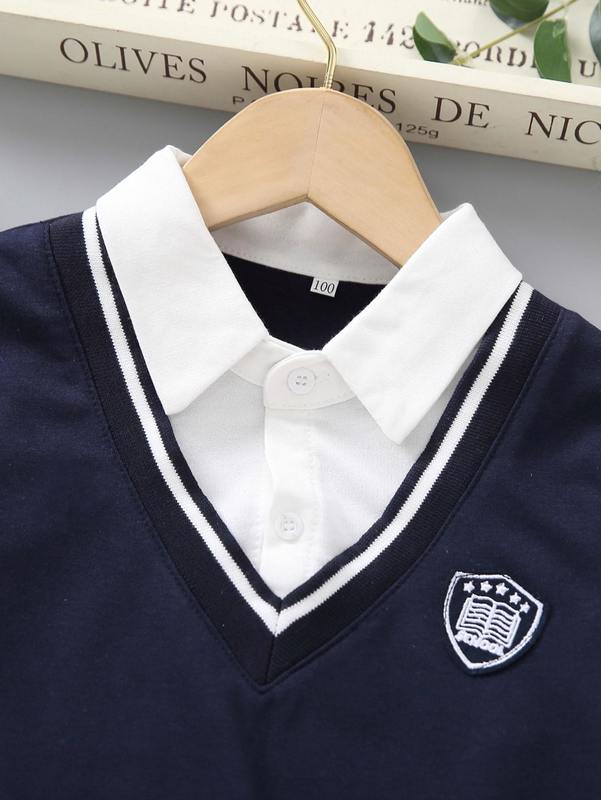 Toddler Boys Striped Taped Patched Sweatshirt SHE