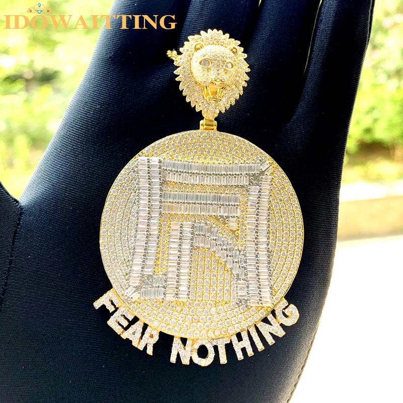 Chains Hip Hop Bling 5A Cubic Zirconia Full Paved Baguette Cz Round Shaped Fear Nothing Pendant Necklaces For Men Boy Iced Out JewelryChains
Chains Hip Hop Bling 5A Cubic Zirconia Full Paved Baguette Cz Round Shaped Fear Nothing Pendant Necklaces For Men Boy Iced Out JewelryChains