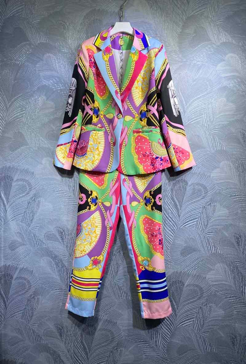 Women' Two Piece Pants Women Runway Colorful Printed Blazer Set Suits Ladies One Button Pencil 2 Suit B135Women
Women' Two Piece Pants Women Runway Colorful Printed Blazer Set Suits Ladies One Button Pencil 2 Suit B135Women
