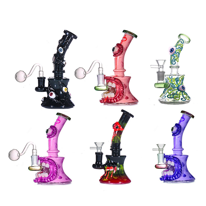 New Design Glass Bongs Hookah Halloween 3D Eyes Smoking Water Pipes Showerhead Perc Recycler Dab Rigs Beaker Bong with Glass Oil Burner Pipe
New Design Glass Bongs Hookah Halloween 3D Eyes Smoking Water Pipes Showerhead Perc Recycler Dab Rigs Beaker Bong with Glass Oil Burner Pipe