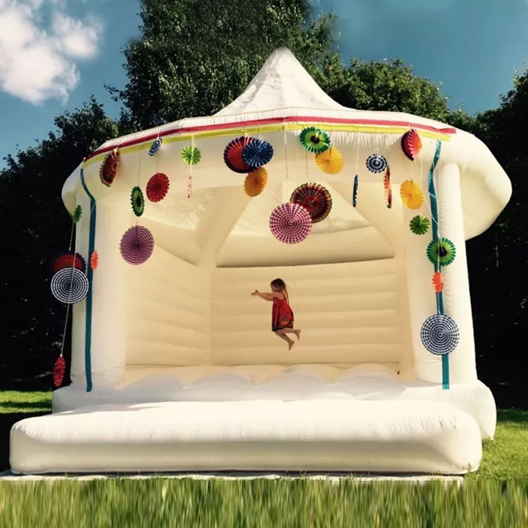 Commercial inflatable wedding bounce house inflatables white bouncy caslte jumping bouncer moonwalks for party decoration