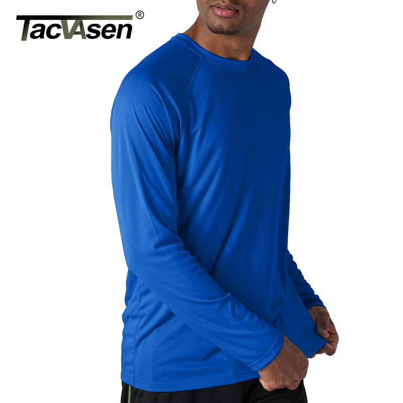TACVASEN Men s Sun Protection T shirts Summer UPF 50 Long Sleeve Performance Quick Dry Breathable Hiking Fish UV Proof 220728