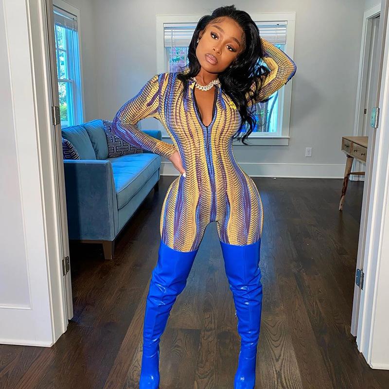 Women' Jumpsuits & Rompers BKLD Print Jumpsuit Women Fashion Sexy Zipper V-Neck Long Sleeve Casual One Piece Outfits Romper Bodycon Playsui, Blue
Women' Jumpsuits & Rompers BKLD Print Jumpsuit Women Fashion Sexy Zipper V-Neck Long Sleeve Casual One Piece Outfits Romper Bodycon Playsui, Blue