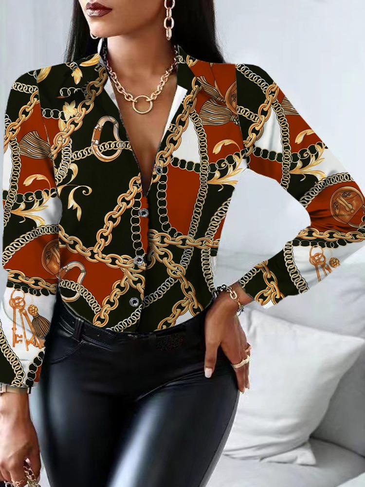 Women' Blouses & Shirts Fashion Print Women Shirt Spring Elegant Office Ladies Long Sleeve Buttons Laple Slim Blouse Autumn Casual Tops For, 7014-22
Women' Blouses & Shirts Fashion Print Women Shirt Spring Elegant Office Ladies Long Sleeve Buttons Laple Slim Blouse Autumn Casual Tops For, 7014-22