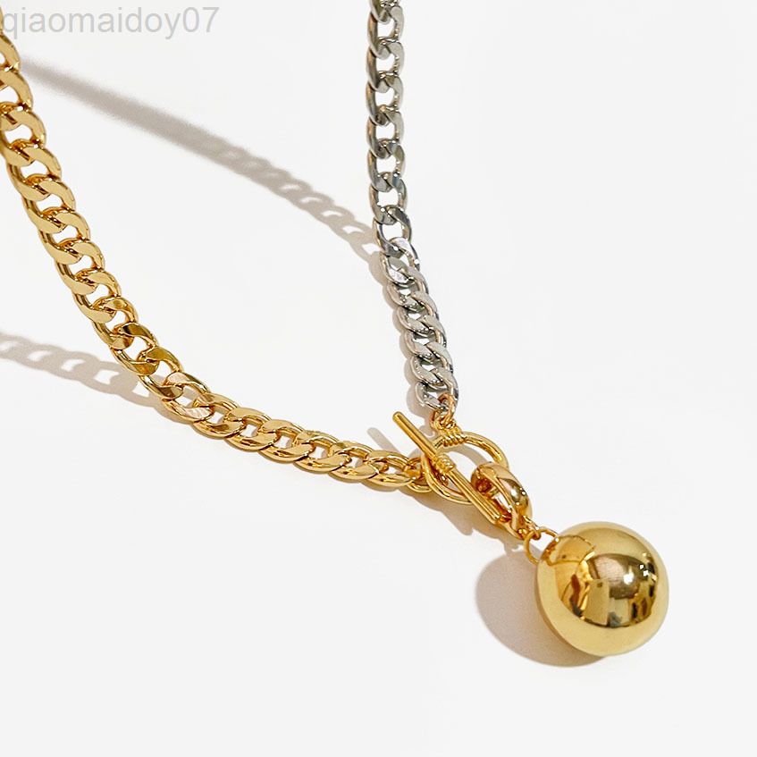 Peri'sbox Minimalist Half Gold/Silver Color Chunky Cuban Necklace Ball Pendant Necklace For Woman Ot Closure Lariat Y Necklaces L220812
Peri'sbox Minimalist Half Gold/Silver Color Chunky Cuban Necklace Ball Pendant Necklace For Woman Ot Closure Lariat Y Necklaces L220812