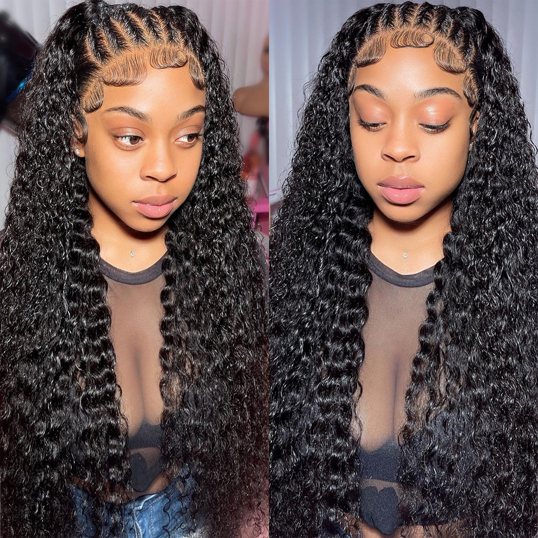 Long 30Inch Deep Curly 360 Lace Front Brazilian Human Hair Wigs 13x4 Transparent Synthetic Frontal Wig For Black Women